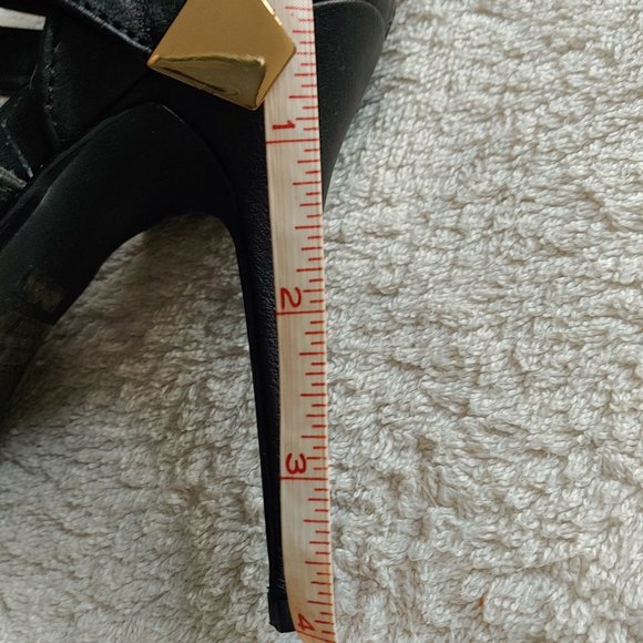 Gold Studded Double Ankle Strap Bootie Heels, Back Zip - Picture 8 of 8